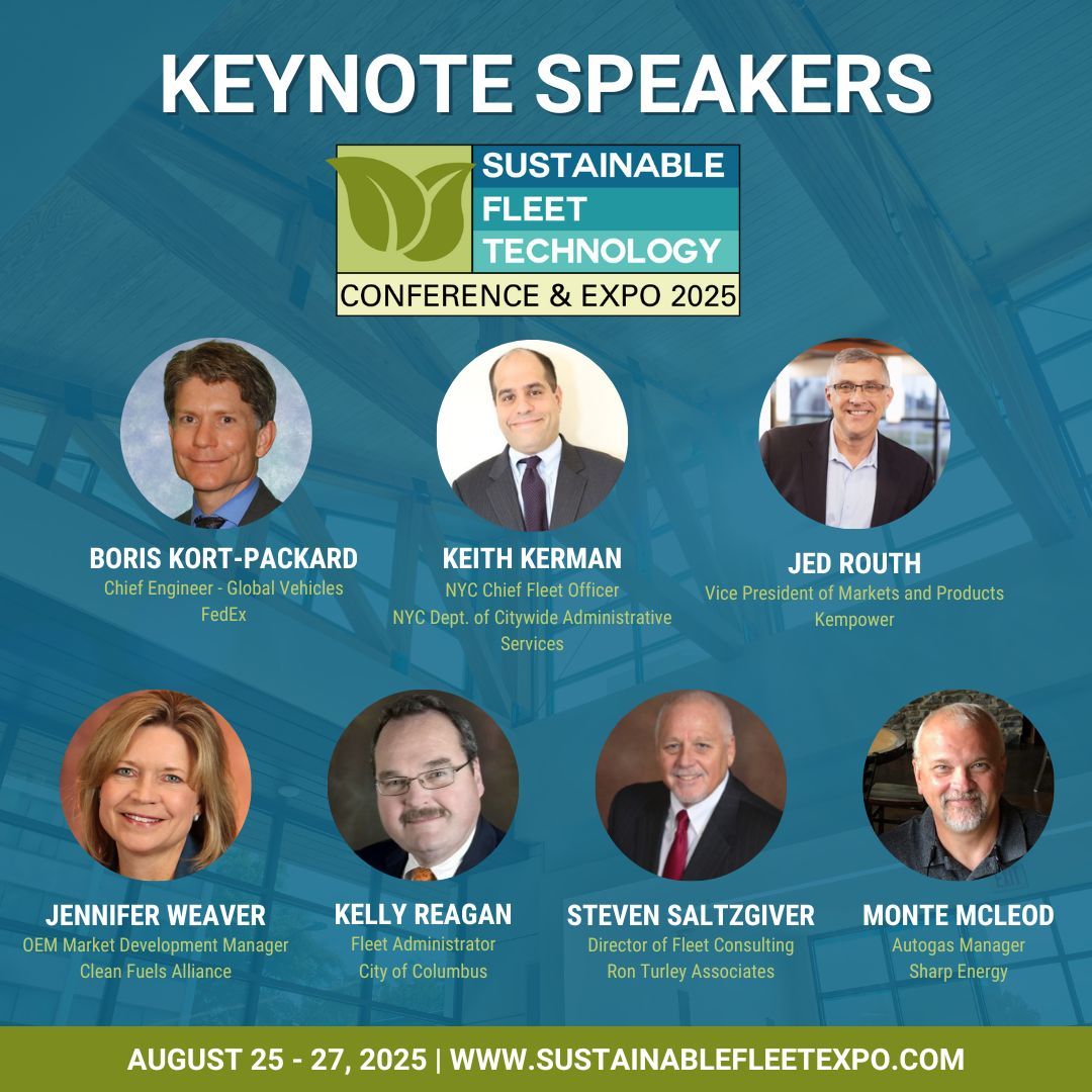 We’re thrilled to announce our keynote speakers for the 2025 Sustainable Fleet Technology Conference &amp; Expo! Learn more and register at sustainablefleetexpo.com #SFTExpo25 #fleets #altfuel