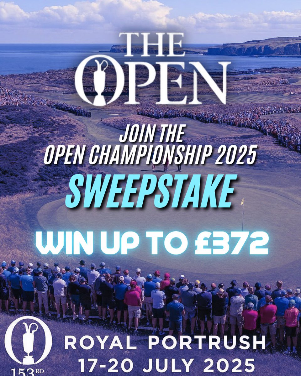 Fairplayapp's tweet image. It's Open Championship week! ⛳️
Join our 2025 Open Championship sweepstake for your chance to win a whopping £372 prize pot 🤑
AND it costs just £3 to enter and be assigned a golfer competing in the tournament 👏🎟️
👉 Get Involved: fairplay.page.link/WjLDG6ZRrAdG7V…
18+ GambleAware…