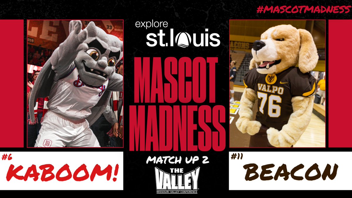 It's go time!😤

#MVCMascotMadness Matchup 2🎉
Kaboom!🆚Beacon
Voting open from 9-5 CT
🔗 bit.ly/3GG8E5c

<a href="/explorestlouis/">Explore St. Louis</a> x #TheValleyRunsDeep