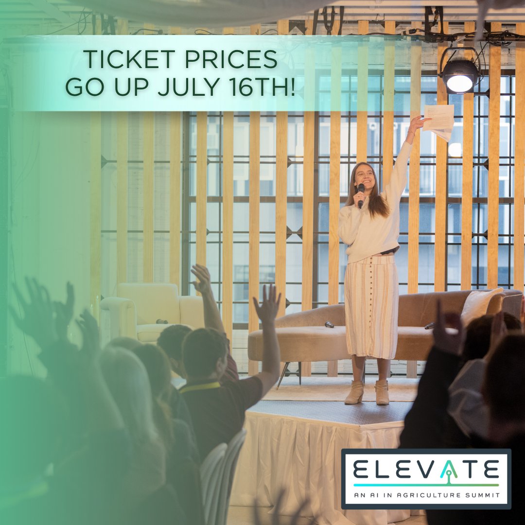 TheGrandFarm's tweet image. 📢Heads up!
Ticket prices for Elevate: An AI in Agriculture Summit will increase on July 15 at midnight! Save your seat (and some cash) and be a part of the breakthroughs shaping AI in agriculture 🎟️🤖
Learn more: elevate25.eventbrite.com