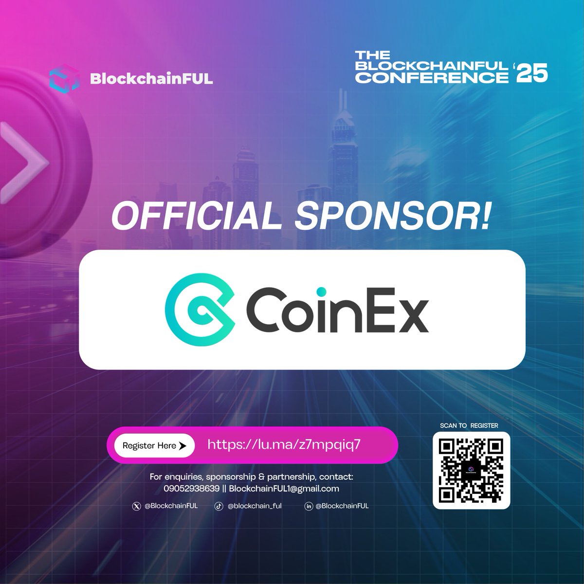 BlockchainFul's tweet image. We&apos;re thrilled to announce @CoinExNigeria as one of our official sponsors for BlockchainFUL Conference 2.0.🚀

See you at the Conference!🌐