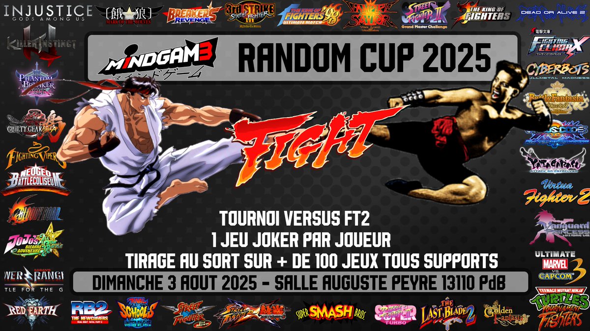 M1ndgam3 (@asso_m1ndgam3) on Twitter photo ?🏆La Random Cup est de RETOUR !
Avec + de 100 jeux 🤪
🗓️Dimanche 03/08
⌚️10h-18h
🌍2 chemin de Valentoulin 13110 Port-de-Bouc
💶entrée 5eur
Lien d'inscription :
challonge.com/fr/tournaments…
Liste des jeux sur notre Discord :
discord.gg/e5YfeCm
Qui détronera <a href="/Hynaros/">盗賊王Hynaros_Bloodmare</a> 👑? ?🏆La Random Cup est de RETOUR !
Avec + de 100 jeux 🤪
🗓️Dimanche 03/08
⌚️10h-18h
🌍2 chemin de Valentoulin 13110 Port-de-Bouc
💶entrée 5eur
Lien d'inscription :
challonge.com/fr/tournaments…
Liste des jeux sur notre Discord :
discord.gg/e5YfeCm
Qui détronera <a href="/Hynaros/">盗賊王Hynaros_Bloodmare</a> 👑?