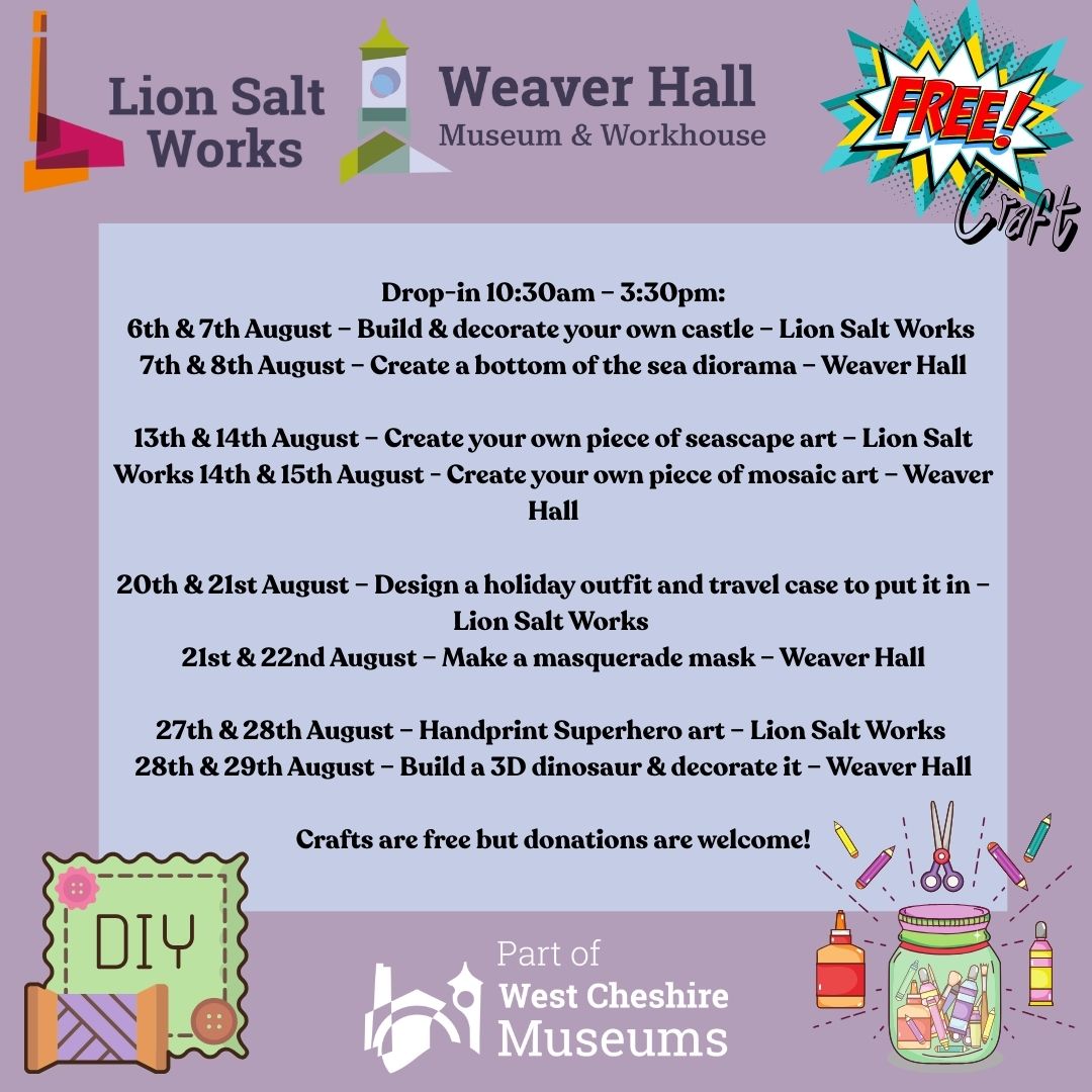 cwacmuseums's tweet image. Looking for something to do over the summer holidays? With #freecrafts and #Northwich Explorer Club we have something for everyone!