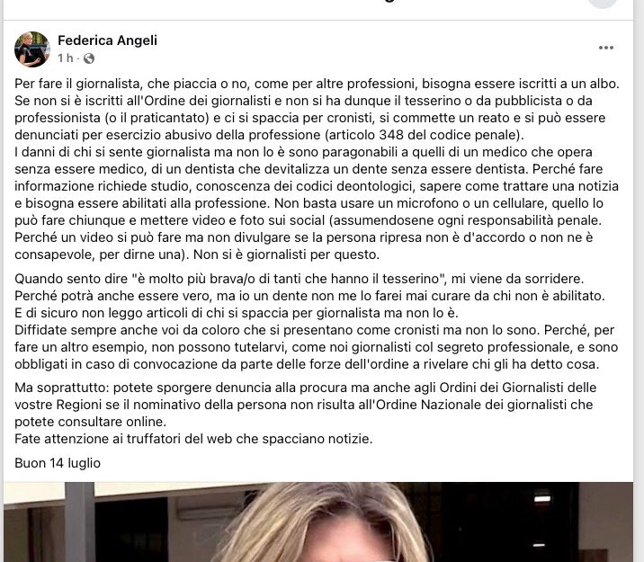 stanzaselvaggia's tweet image. Federica Angeli invita i suoi 87 000 follower a denunciarmi presso procure e ordine perché mi spaccio per giornalista (le priorità). A parte che ho raccontato anche ai muri di aver riconsegnato il tesserino, volevo dire che fa molto bene a raccomandare di non fidarsi…