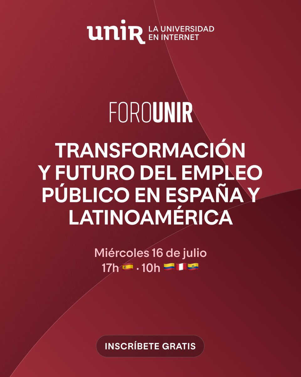 ⚙️Únete en este Foro #UNIR donde abordamos cuestiones como la automatización, la lucha contra la corrupción y el avance hacia una administración moderna, sostenible, abierta y transparente. ✅

📌 ow.ly/2oL350WmTHC
✅ ¡Inscríbete en el formulario del enlace y síguelo online