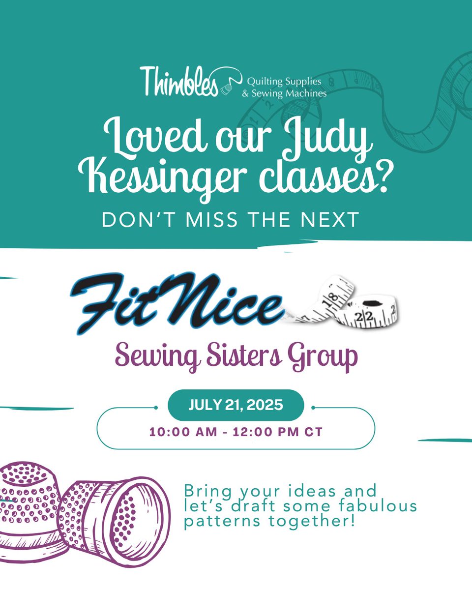 thimblesquilts's tweet photo. Don't miss next week's meeting of the Fit Nice Sewing Sisters Group!

https://t.co/5mUymDUyyY

#ThimblesQuilts #FitNice #SewingSistersGroup https://t.co/AM6FbLcOom