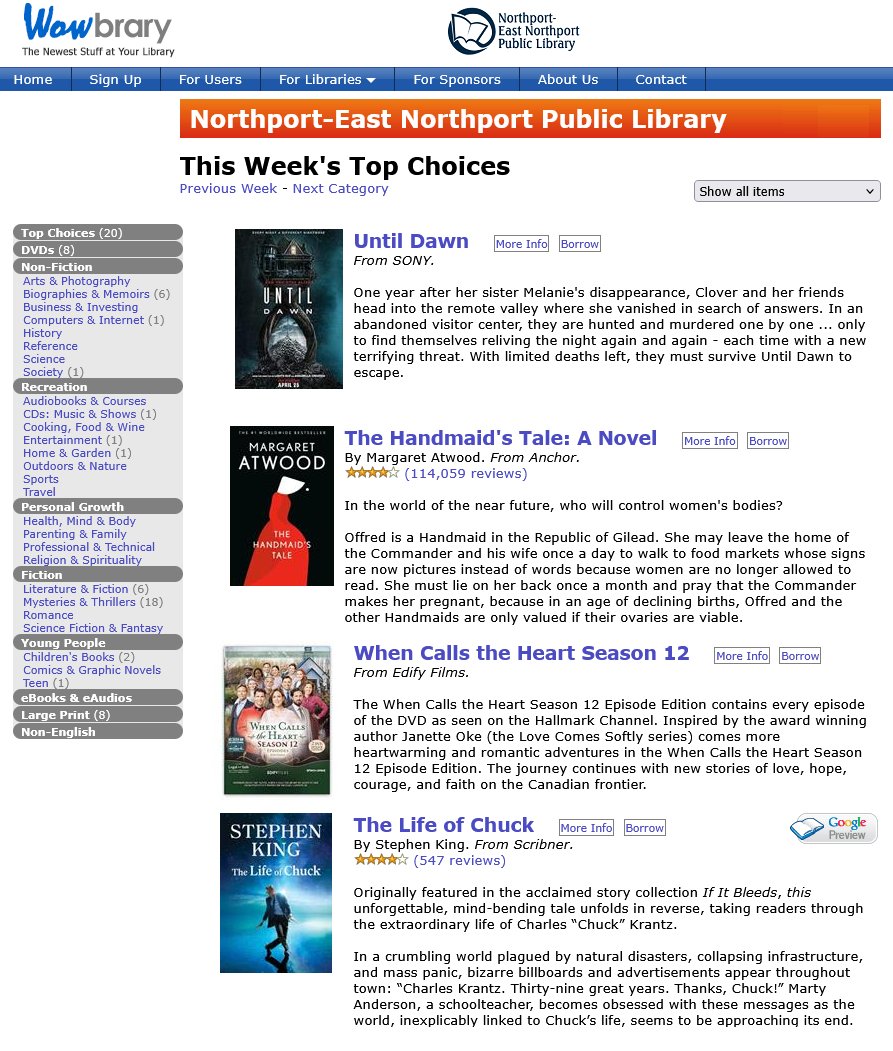 What's new in our collection?

Visit Wowbrary and browse our new items: wowbrary.org/nu.aspx?p=1490…

#NENPL
#Northport #EastNorthport #EatonsNeck #Asharoken #FortSalonga #CowHarbor
#Wowbrary