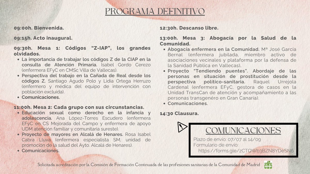 ¿Disfrutando del verano?

Te recordamos que el 4 de Noviembre tendrá lugar nuestra VI Jornada de Promoción de la Salud, para la que puedes enviar tus comunicaciones, con fecha límite (14 septiembre).

¿Aún tienes dudas?

🔗: Toda la info sobre la jornada: semap.org/vi-jornada-de-…