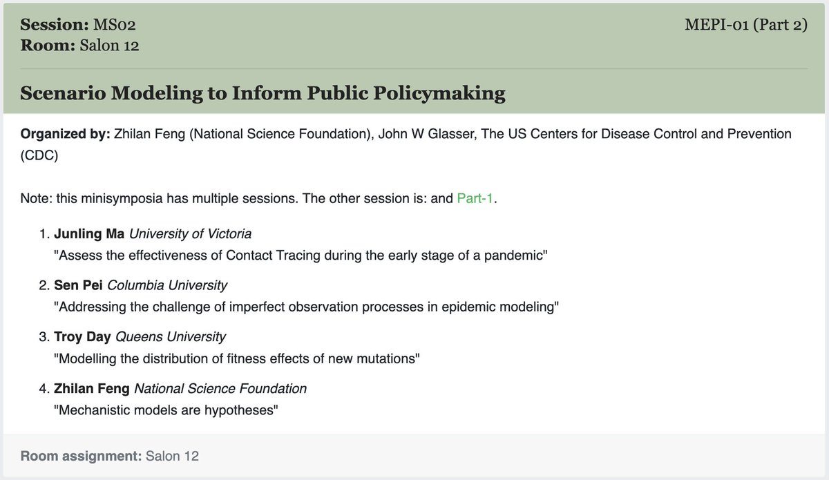 Sen Pei (@senpei_cu) on Twitter photo First day at SMB 2025 <a href="/SMB_MathBiology/">SMB - Society for Mathematical Biology</a> in the beautiful city of Edmonton! Today, we have a minisymposium "Scenario Modeling to Inform Public Policymaking" (10:20 am and 4 pm) with excellent talks on bridging math models and policymaking. Welcome to stop by and join us! First day at SMB 2025 <a href="/SMB_MathBiology/">SMB - Society for Mathematical Biology</a> in the beautiful city of Edmonton! Today, we have a minisymposium "Scenario Modeling to Inform Public Policymaking" (10:20 am and 4 pm) with excellent talks on bridging math models and policymaking. Welcome to stop by and join us!