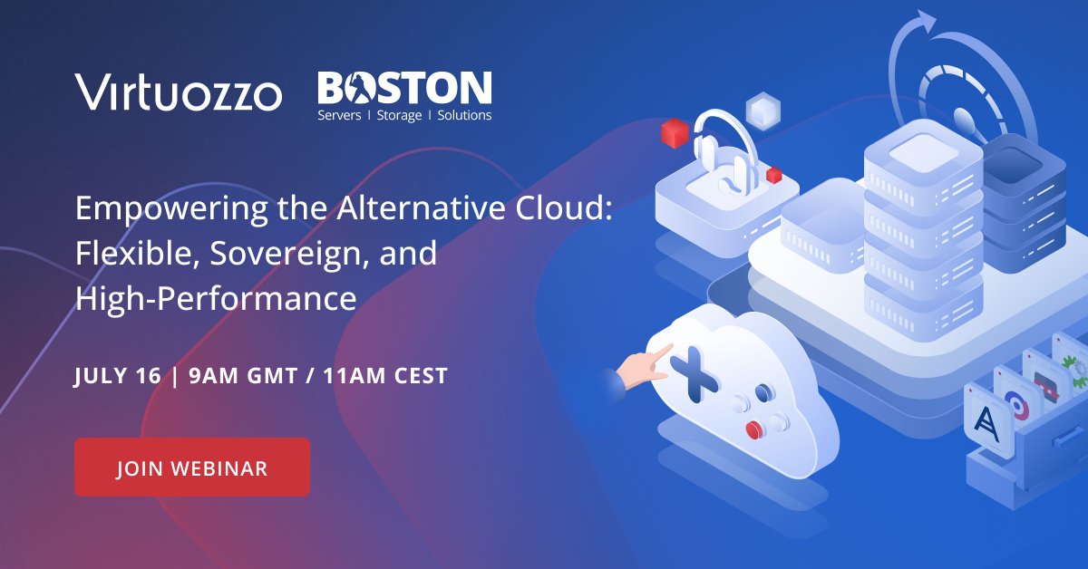 Virtuozzo (@virtuozzoinc) on Twitter photo 🚨 Join <a href="/bostonlimited/">Boston Limited</a> & Virtuozzo to discover how Virtuozzo Hybrid Infrastructure enables service providers, enterprises, and public sector organizations to build scalable, secure, and sovereign cloud environments on their own terms.
👉 virtuozzo.zoom.us/webinar/regist… 🚨 Join <a href="/bostonlimited/">Boston Limited</a> & Virtuozzo to discover how Virtuozzo Hybrid Infrastructure enables service providers, enterprises, and public sector organizations to build scalable, secure, and sovereign cloud environments on their own terms.
👉 virtuozzo.zoom.us/webinar/regist…