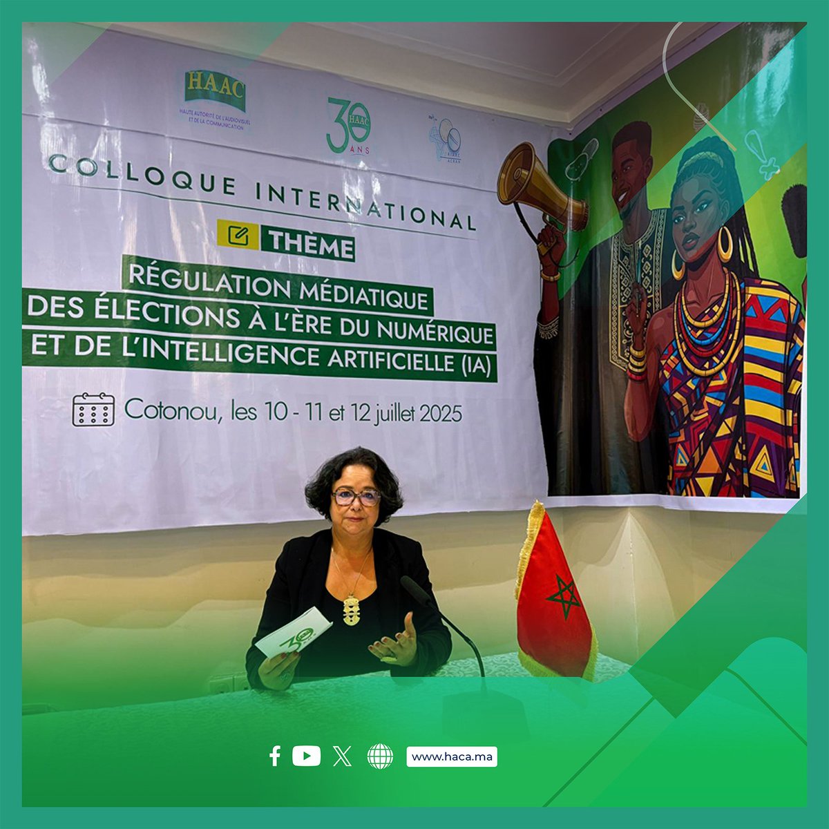 "Utilisations de l’IA en contexte électoral : le nouveau défi pour la confiance démocratique", Mme Akharbach à la conférence internationale sur la régulation médiatique des élections à l’ère du numérique et de l’intelligence artificielle tenue à Cotonou les 10 et 11 juillet 2025.
