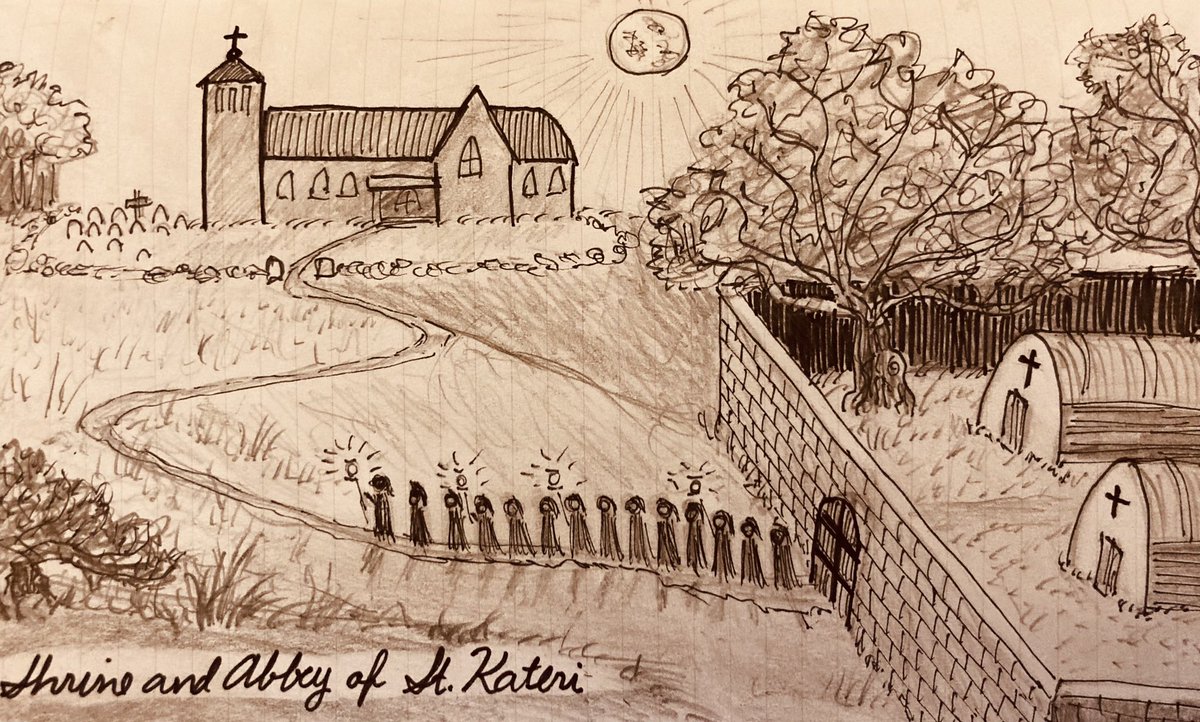 stephen_e_meyer's tweet image. on the feast of St Kateri Tekakwitha: in “The Last of the Martians” trilogy, set 800y after Mars blacks out Earth, a post-electric society emerges. The (rebuilt) shrine of St Kateri along the Mohawk R in upstate NY plays a major part in the story.