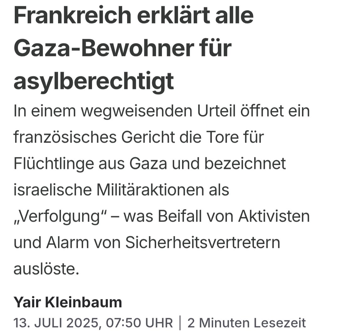 HeiLender™ (@heilenderer) on Twitter photo Es wird interessant in Frankreich:
"Was diese Entscheidung so historisch macht, ist ihre richtungsweisende Tragweite: Sie erweitert den Asylanspruch faktisch auf ALLE Bewohner Gazas, nicht nur auf Einzelpersonen mit besonderen Umständen, indem sie Palästinenser aufgrund ihrer Es wird interessant in Frankreich:
"Was diese Entscheidung so historisch macht, ist ihre richtungsweisende Tragweite: Sie erweitert den Asylanspruch faktisch auf ALLE Bewohner Gazas, nicht nur auf Einzelpersonen mit besonderen Umständen, indem sie Palästinenser aufgrund ihrer
