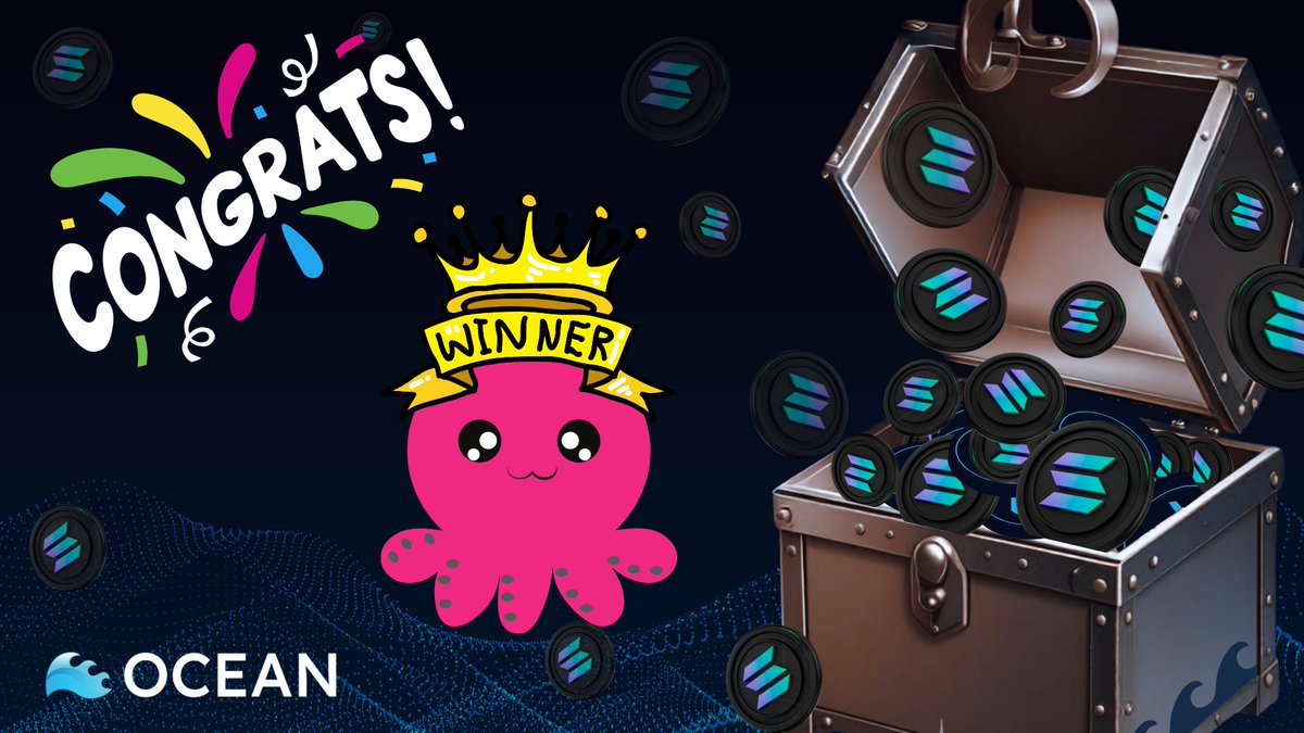 🎉 Congratulations to the winner!
We have sent you a message with the details of the TXID. You can see the funds in your wallet! 

Didn't win this time? More giveaways are on the way.

Start trading now! Join Ocean and enjoy a 10% fee discount  - t.me/TradeOceanBot?…