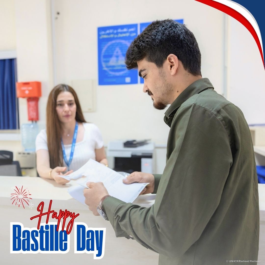 UNHCRIraq's tweet image. On #BastilleDay, we thank France for its strong support to refugees in Iraq and helping them stay protected, empowered, and included 🇫🇷