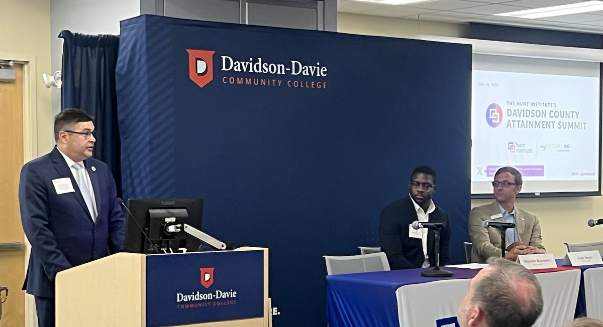 myFutureNC (@myfuturenc) on Twitter photo "2 million degrees and credentials by 2030 is not just a data point, it's a number that represents families, people, learners." Dr. Jonathan Brown, Vice President of Workforce & Community Engagement, <a href="/davidsondaviecc/">Davidson-Davie Community College</a> <a href="/Hunt_Institute/">The Hunt Institute</a> Davidson County Attainment Summit
🎯 Davidson "2 million degrees and credentials by 2030 is not just a data point, it's a number that represents families, people, learners." Dr. Jonathan Brown, Vice President of Workforce & Community Engagement, <a href="/davidsondaviecc/">Davidson-Davie Community College</a> <a href="/Hunt_Institute/">The Hunt Institute</a> Davidson County Attainment Summit
🎯 Davidson