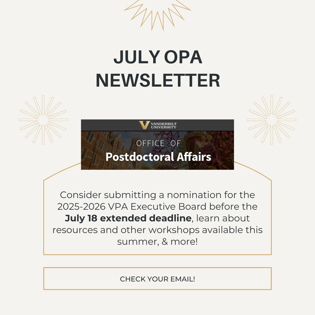VandyOPA's tweet image. 📢🗞️ If you missed our monthly newsletter ✉️ last week, be sure to read about the upcoming VPA Board elections (+consider submitting a nomination before the extended deadline!), upcoming funding opportunities, workshops, and other information here: t.e2ma.net/webview/jv2vaj…