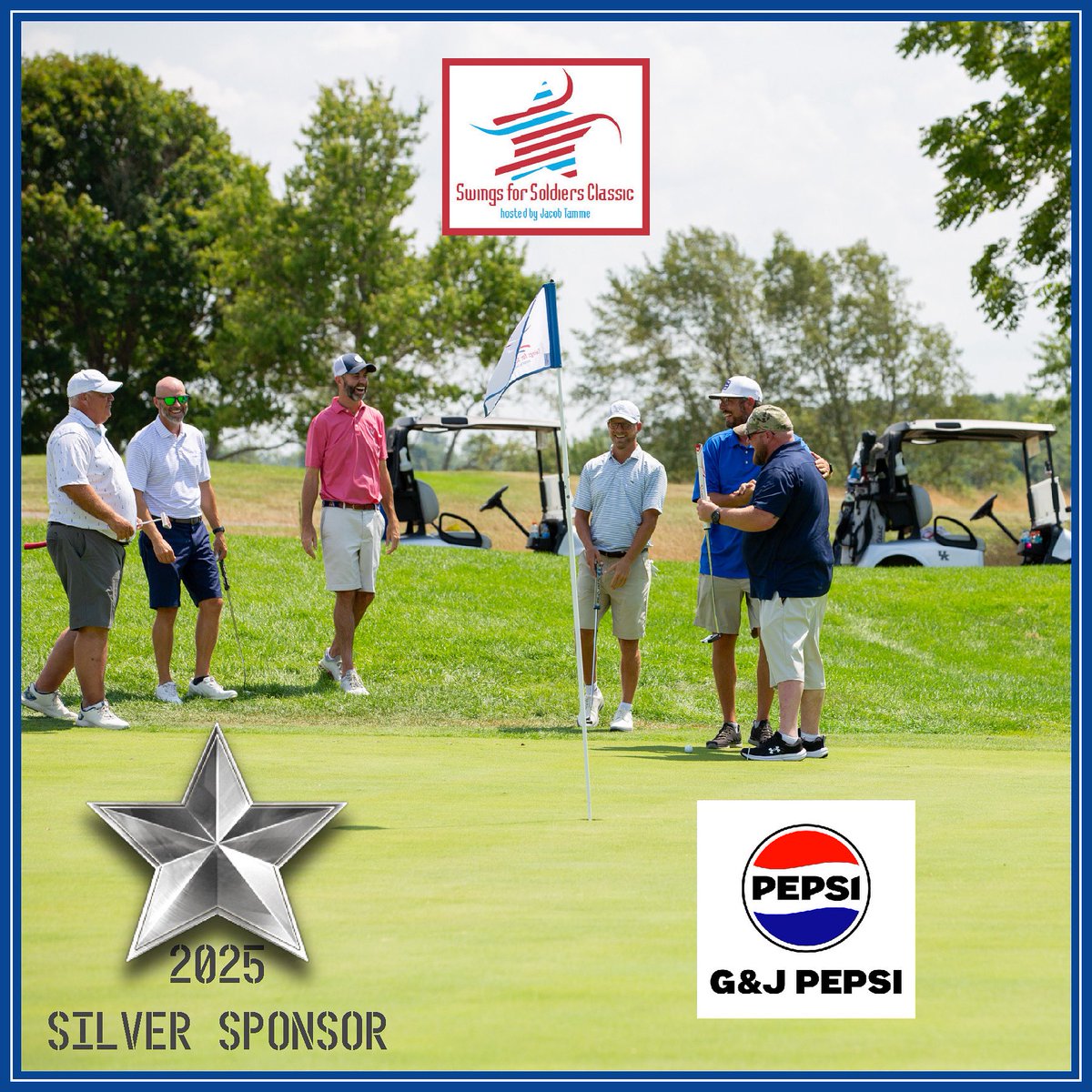On behalf of the #SwingsForSoldiers family, THANK YOU <a href="/GJPepsi/">G&J Pepsi-Cola</a>!

Because of your support, we have an opportunity to provide our Veterans and their families safe and accessible shelter for
a lifetime. 🇺🇸 #silversponsor