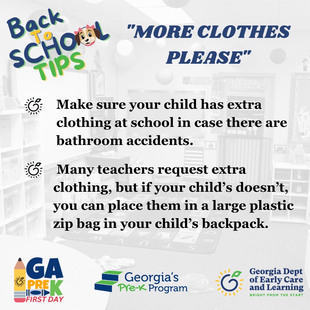 Bright from the Start (@gadeptearlycare) on Twitter photo Here is a tip for a great #GaPreKFirstDay. Follow along with DECAL social media as we give tips for a GREAT #GaPreKFirstDay. #prek #parents #teachers #prekteacher #earlyeducation #Georgia #educate #schooldays #firstdayofschool Here is a tip for a great #GaPreKFirstDay. Follow along with DECAL social media as we give tips for a GREAT #GaPreKFirstDay. #prek #parents #teachers #prekteacher #earlyeducation #Georgia #educate #schooldays #firstdayofschool