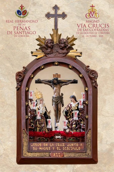 La Hermandad de las Penas de Santiago presenta su cartel para el Vía Crucis Magno de Córdoba 2025: arte, fe y emoción en la Duodécima Estación