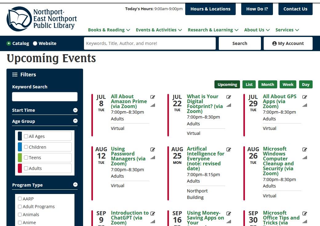 Sign up online for our upcoming Computers and Technology classes: nenpl.org/events/upcomin…

Topics include #AmazonPrime, #AmazonPrimeDay, Your Digital Footprint, and more.

#NENPL #Northport #EastNorthport #FortSalonga #Asharoken #EatonsNeck #CowHarbor #HuntingtonNY #LongIsland