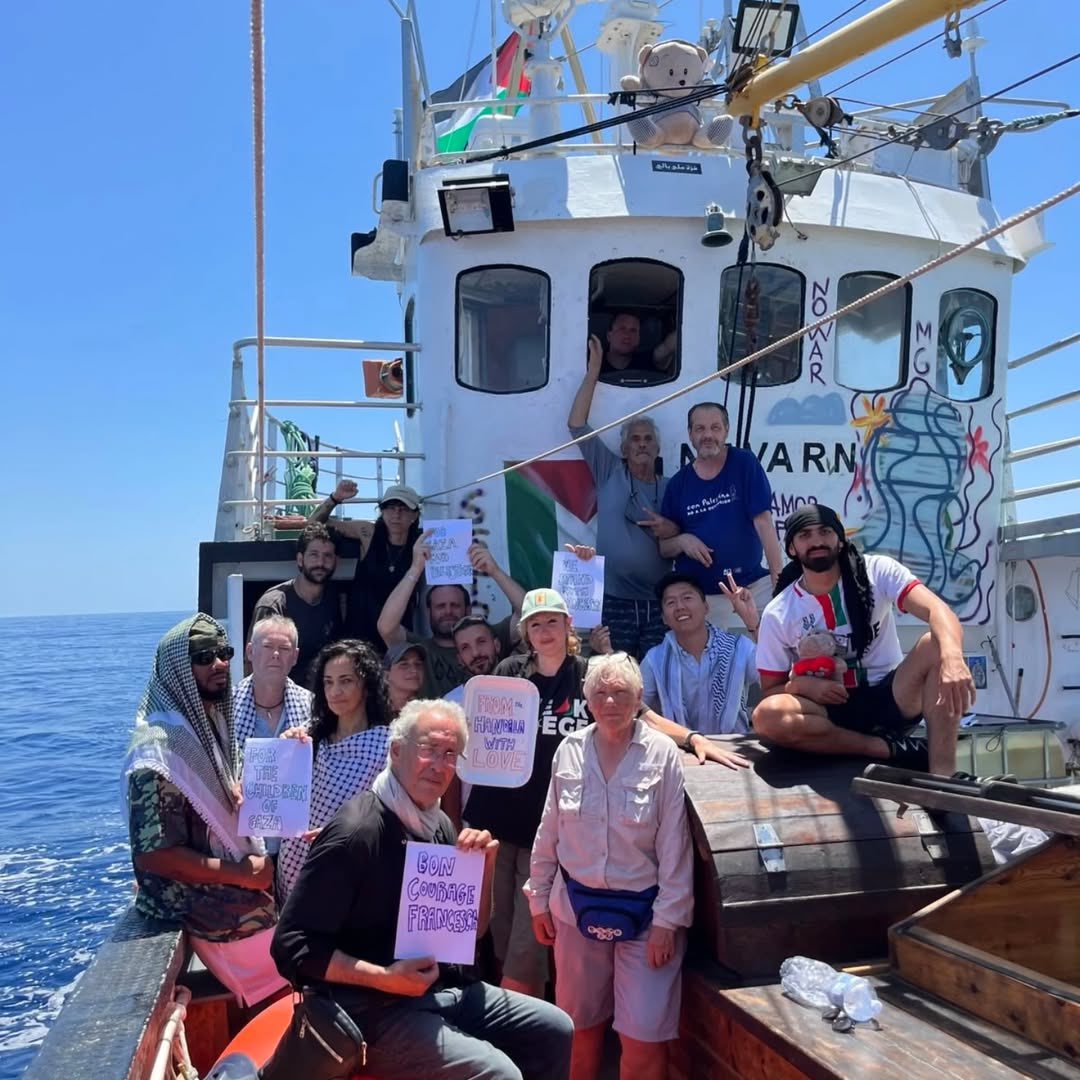 The activists onboard the freedom flotilla send a message of solidarity to Francesca Albanese and state their mission.

“The Handala mission is for
the children of Gaza, and for our collective humanity.”