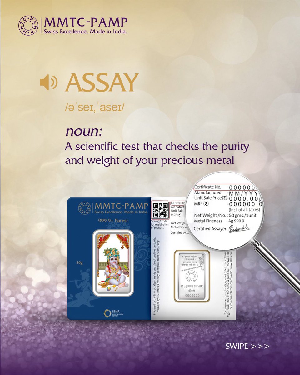 MMTCPAMP's tweet image. 99.99%+ purity isn&apos;t a claim, it’s our standard. Verified by assay, trusted by investors.

#MMTCPAMP #PurestGold #PurestSilver #Craftsmanship #ForThoseWhoKnowThePurest​ #Assay