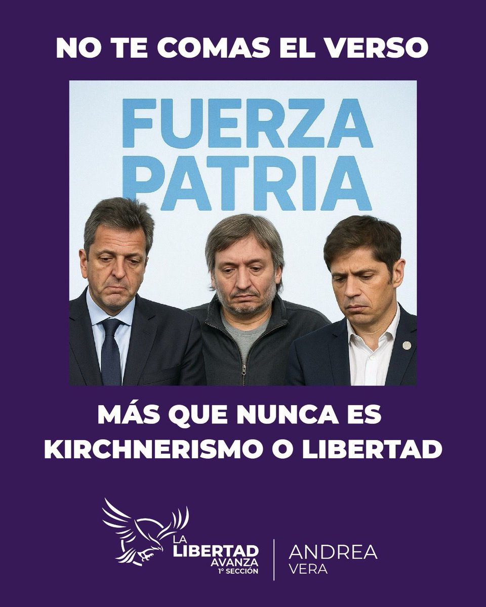 Mientras los bonaerenses no llegan a fin de mes, Kicillof, Massa y Máximo sellan otra alianza. Cambian el nombre, pero la miseria es la misma: Fuerza Patria es maquillaje para el fracaso.
La salud colapsa y ellos juegan a la rosca.
Es kirchnerismo o libertad.