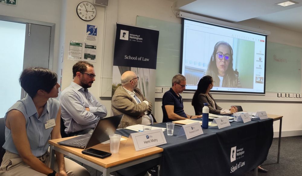 UoN_Law's tweet image. Session two, which focussed on contemporary developments in substantive crimes, was chaired by Caleb Wheeler with presentations from @VictorKattan , Jolana Makraiová, @HemiMistry , Daryna Abbakumova & Francesco Cunsolo #UoN_ICL25 #IntlCrimJustice
