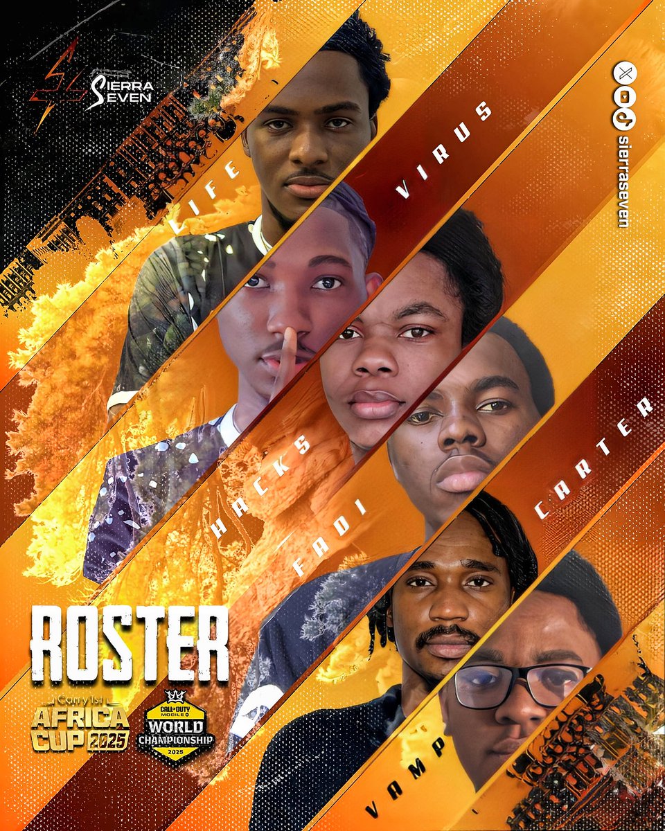 S7 (@_sierraseven) on Twitter photo Another year, another Qualifiers
Higher stakes, the CODM World Championship 2025
Introducing Sierra 7 Roster for the Carry1st Africa Cup 2025, CODM World Championship African Qualifiers๐ฅ
<a href="/GameWithVirus/">virusโ๏ธ</a>
<a href="/lifeofebaba/">Lยกfe</a>
<a href="/fadifortis/">Fadi | WARDEN</a>
<a href="/M784511385786/">M</a>
<a href="/EchemeVictor/">zv4mp</a>
<a href="/cartergamingg/">ZERO | Carter</a> Another year, another Qualifiers
Higher stakes, the CODM World Championship 2025
Introducing Sierra 7 Roster for the Carry1st Africa Cup 2025, CODM World Championship African Qualifiers๐ฅ
<a href="/GameWithVirus/">virusโ๏ธ</a>
<a href="/lifeofebaba/">Lยกfe</a>
<a href="/fadifortis/">Fadi | WARDEN</a>
<a href="/M784511385786/">M</a>
<a href="/EchemeVictor/">zv4mp</a>
<a href="/cartergamingg/">ZERO | Carter</a>