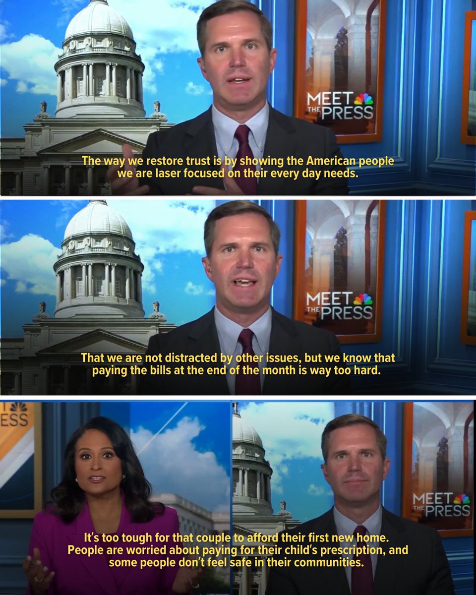 AndyBeshearKY's tweet image. We've got to put the American people first by focusing on good jobs, public safety, health care and education. These are the things that let folks care for their families.
That's where my focus is every day.