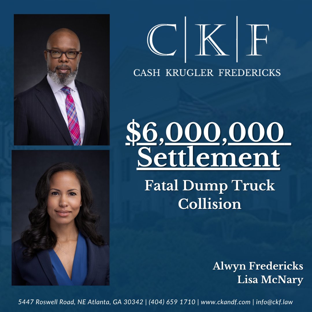 CKandF's tweet photo. A dump truck crash took the life of our client’s mother. Attorneys Alwyn Fredericks and Lisa McNary pursued justice and secured a policy limits recovery for the family.
#CKandF #FightingToMakeItRight #Settlement https://t.co/IPS6Q7iNIG