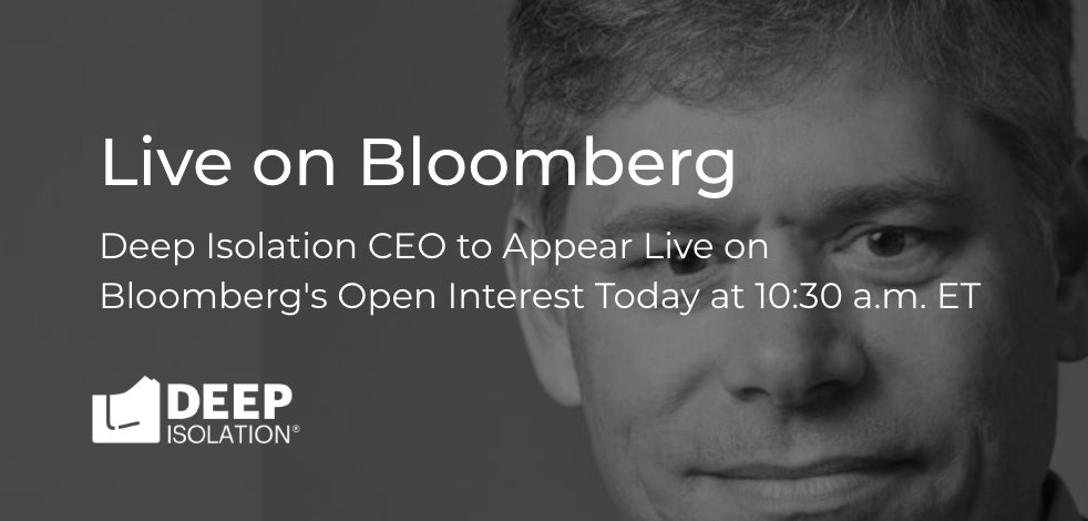 📺 Live on Bloomberg Today at 10:30 a.m. ET
We’re excited to share that Deep Isolation CEO Rod Baltzer will appear live this morning on Bloomberg’s Open Interest—the network’s flagship show for market and energy insights.
📡 Watch live: bloomberg.com/live/us
#NuclearEnergy