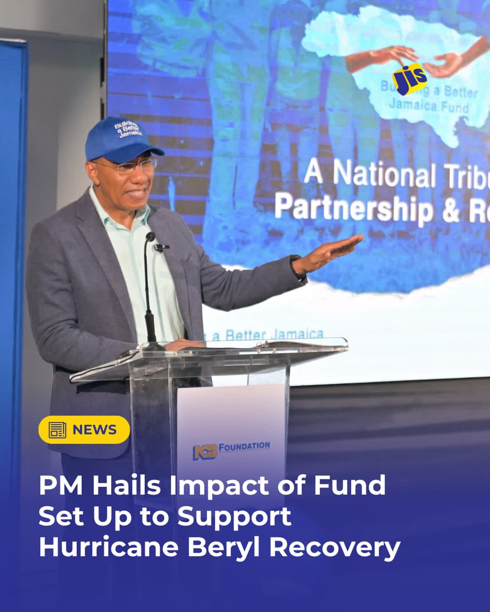JISNews (@jisnews) on Twitter photo The Building a Better Jamaica Fund, established in the wake of Hurricane Beryl, has been hailed by Prime Minister, Dr. the Most Hon. Andrew Holness (<a href="/AndrewHolnessJM/">Andrew Holness</a>), as one of the most extensive and effective post disaster recovery operations in Jamaica’s modern history.
The The Building a Better Jamaica Fund, established in the wake of Hurricane Beryl, has been hailed by Prime Minister, Dr. the Most Hon. Andrew Holness (<a href="/AndrewHolnessJM/">Andrew Holness</a>), as one of the most extensive and effective post disaster recovery operations in Jamaica’s modern history.
The