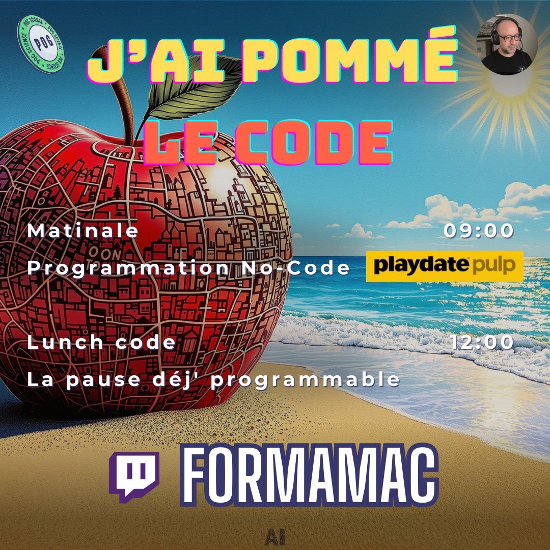 PogScience's tweet image. 🍎 Demain 9h, Formamacl fait sa matinale avec vous autour du #nocode.

➡️ twitch.tv/formamac

#twitch #vulgarisation #informatique #jeuvidéo #programation #jaipommélecode