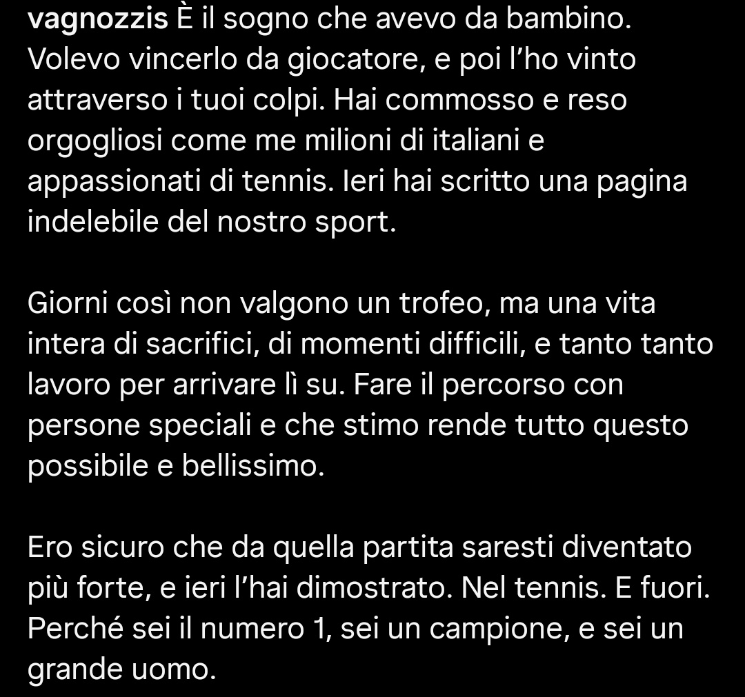 Il bellissimo messaggio di Simone Vagnozzi per Jannik Sinner dopo la sua vittoria a Wimbledon 🇮🇹🏆