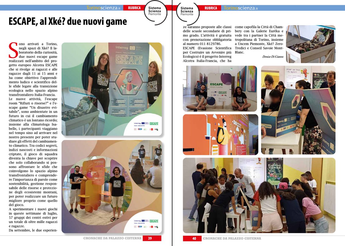🧬 Su #Cronache di <a href="/CittaMetroTO/">Città MetroTorino</a>
nella rubrica dedicata alla #scienza e al #sistemascienzapiemonte, parliamo di due nuovi game che si stanno sperimentando al #xke il laboratorio della curiosità, nell'ambito del progetto <a href="/InterregALCOTRA/">Interreg ALCOTRA</a> #ALCOTRAESCAPE