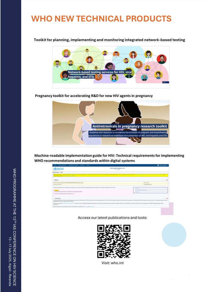 Carlos Cisneros (@carcisneros) on Twitter photo 🚨 Just shared at #IAS2025:
<a href="/WHO/">World Health Organization (WHO)</a>’s latest guidelines and recommendations on:
✔️ Use of #Lenacapavir for #PrEP
✔️#Testing for long-act products
✔️ Long-acting for treatment
✔️Service delivery
✔️ Pediatric & infant care
✔️ HIV & #Mpox, among others
who.int/news/item/14-0… 🚨 Just shared at #IAS2025:
<a href="/WHO/">World Health Organization (WHO)</a>’s latest guidelines and recommendations on:
✔️ Use of #Lenacapavir for #PrEP
✔️#Testing for long-act products
✔️ Long-acting for treatment
✔️Service delivery
✔️ Pediatric & infant care
✔️ HIV & #Mpox, among others
who.int/news/item/14-0…