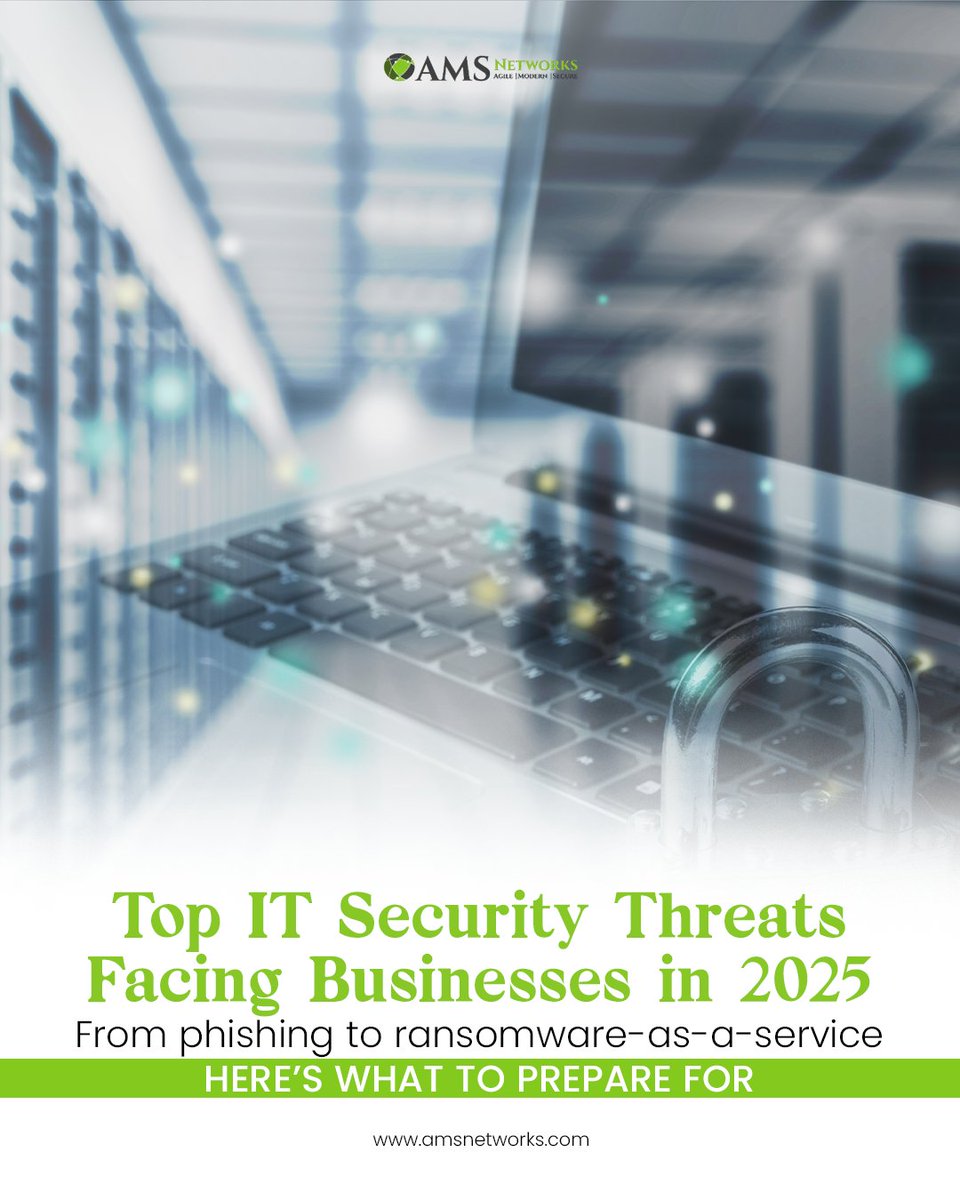AMSNetworks's tweet image. Cyber threats in 2025 are faster, smarter, and more dangerous.

Top risks to watch:
🎯 Phishing 2.0
💣 Ransomware-as-a-Service
☁️ Cloud misconfigurations
🔗 Supply chain attacks
🧍 Insider threats

#CyberThreats2025 #AMSNetworksSecure #ITResilienc