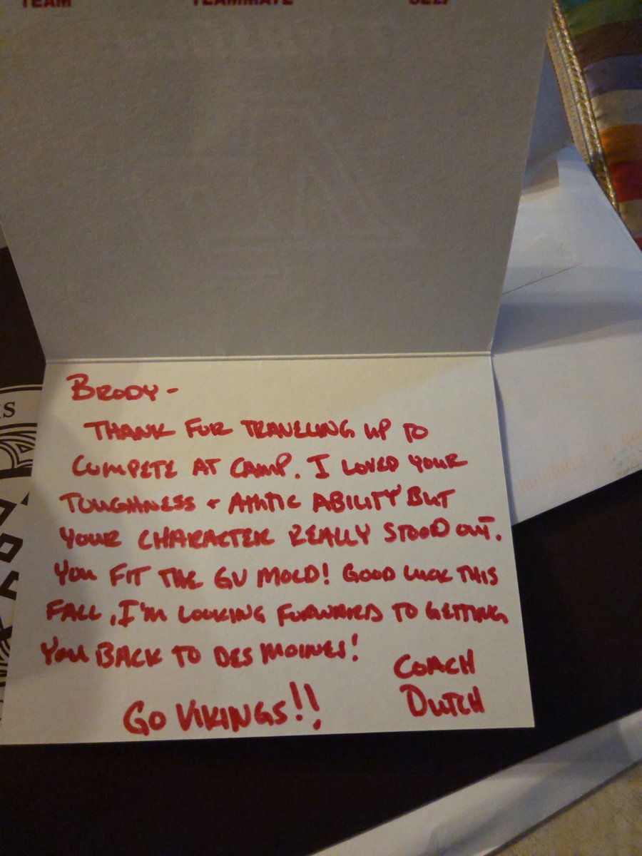 Thank you, <a href="/Coach_DutchOL/">Adam Dutcher</a>, for the handwritten letter. I can’t wait to return to Grand View University. #recruitment