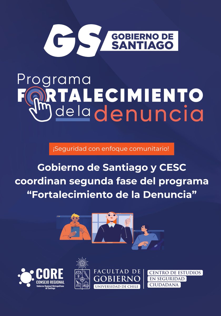 CESC_UChile's tweet image. 📢 ¡Fortalecer la denuncia mejora la seguridad ciudadana!

El Programa de Fortalecimiento de la Denuncia (@Gob_Santiago + CESC) fomenta más denuncias y entrega mejores herramientas para municipios y comunidades de la RM.

#TuDenunciaCuenta

🔗 gobiernosantiago.cl