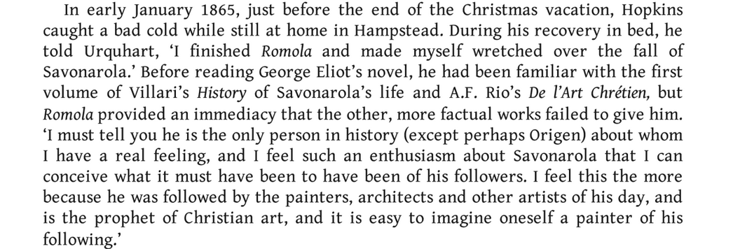On GM Hopkins's fascination with Girolamo Savonarola.