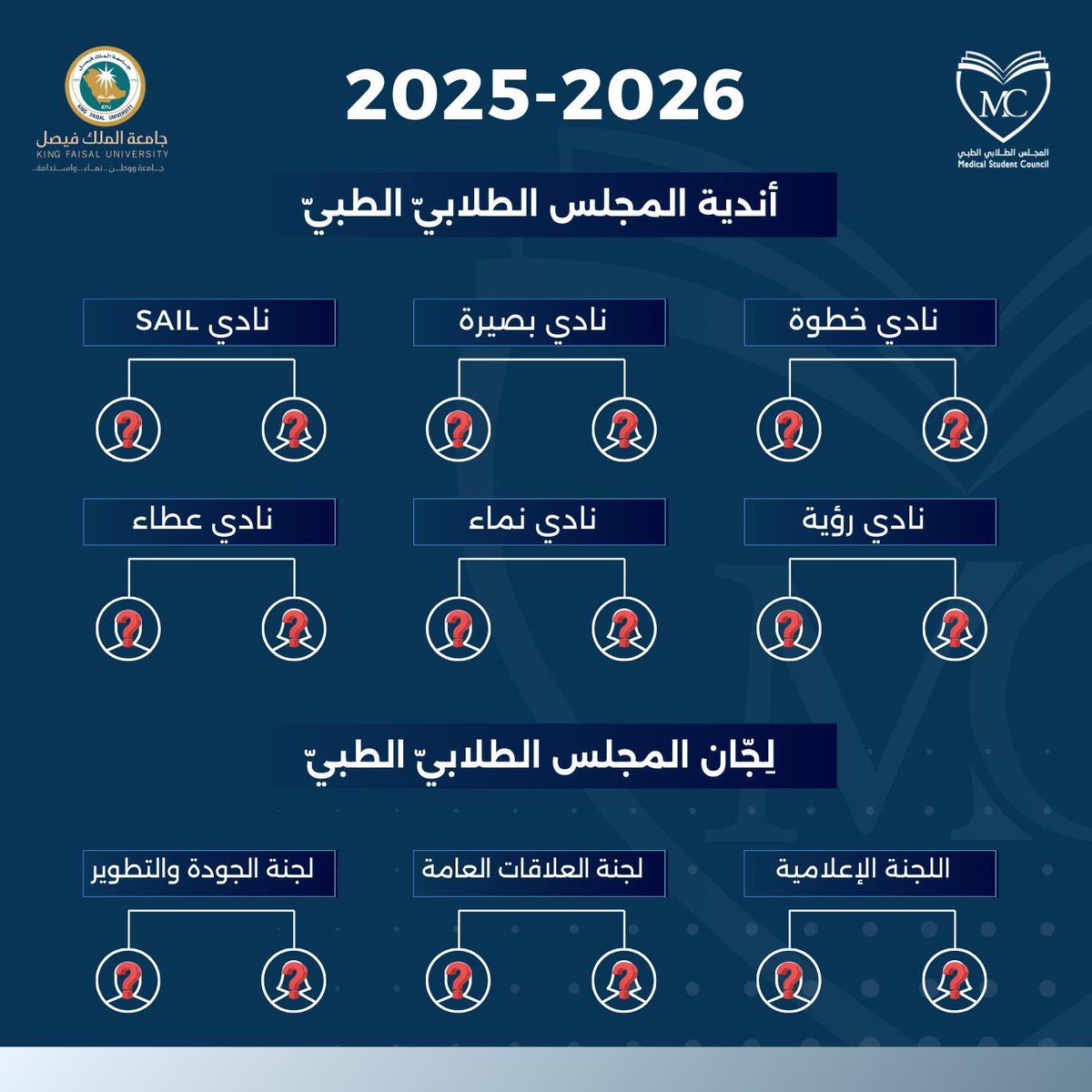 مقاعد تنتظر .. وأدوار ستُكتب بأسماء قادة جُدد
فهل سيكون اسمك بينهم؟

#المجلس_الطلابي_الطبي
#قادة_نحو_التمكين_والريادة