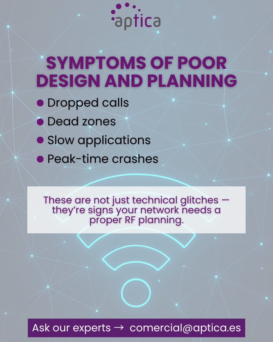APTICA Ingeniería de Telecomunicación (@aptica_es) on Twitter photo What if your company’s Wi-Fi isn’t really planned — just installed?
Weak signal. Dead zones. Overloaded users.
We design Wi-Fi networks with real data & RF simulation.
📩 comercial@aptica.es
#WiFiPlanning #XIRIOOnline #APTICA #RFPlanning What if your company’s Wi-Fi isn’t really planned — just installed?
Weak signal. Dead zones. Overloaded users.
We design Wi-Fi networks with real data & RF simulation.
📩 comercial@aptica.es
#WiFiPlanning #XIRIOOnline #APTICA #RFPlanning