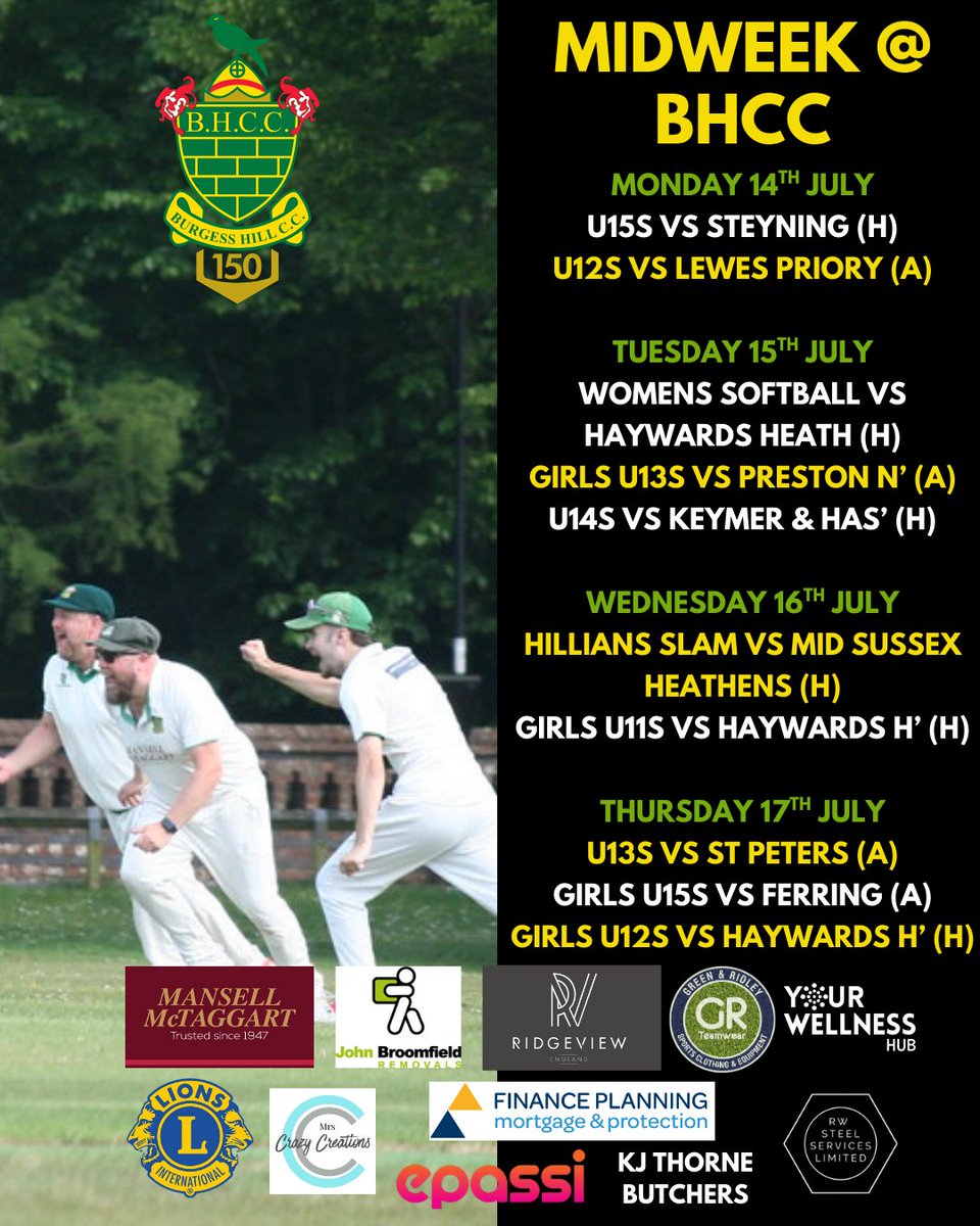 Another action-packed week coming up for BHCC 🏏

#Cricket #BurgessHill #Sussex #SussexCricket