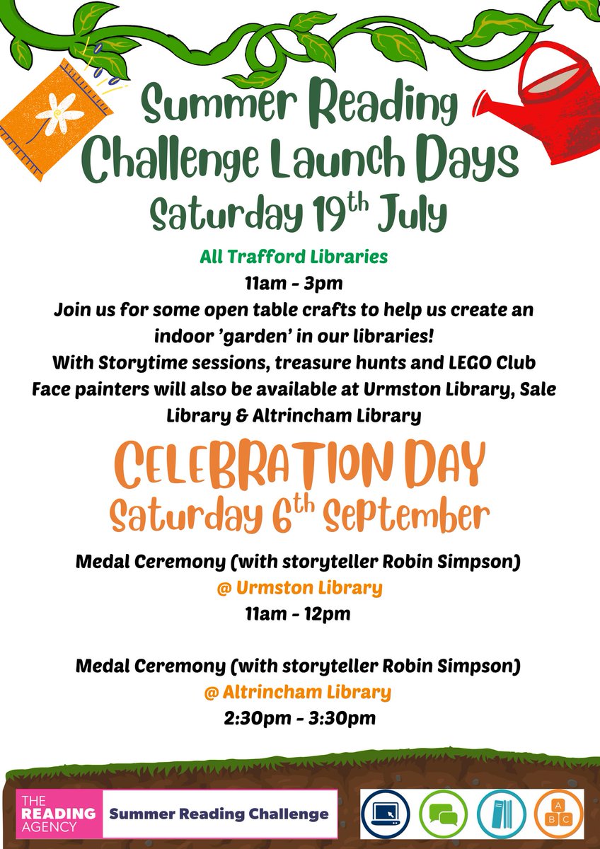 Join us for our big Summer Reading Challenge Launch Day this Saturday! Each library has a wide selection of activities to inspire the next generation of readers. #TraffordLibraries #SummerReadingChallenge