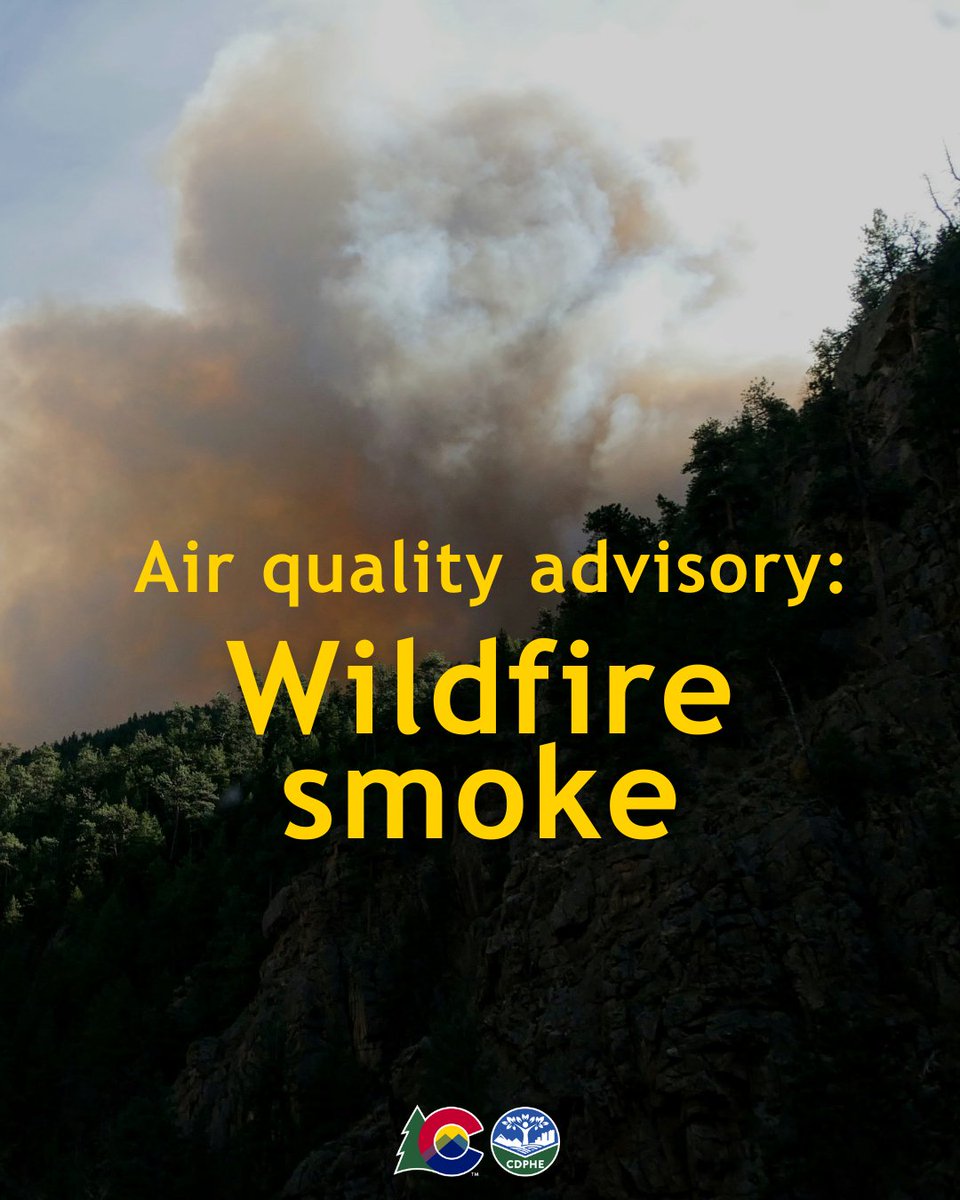 cdpheapcd's tweet image. Air Quality Health Advisory continues to be in effect for parts of western Colorado as local wildfires are expected to remain active with periods of moderate to heavy smoke. colorado.gov/airquality/col… colosmokeoutlook.blogspot.com #cofire