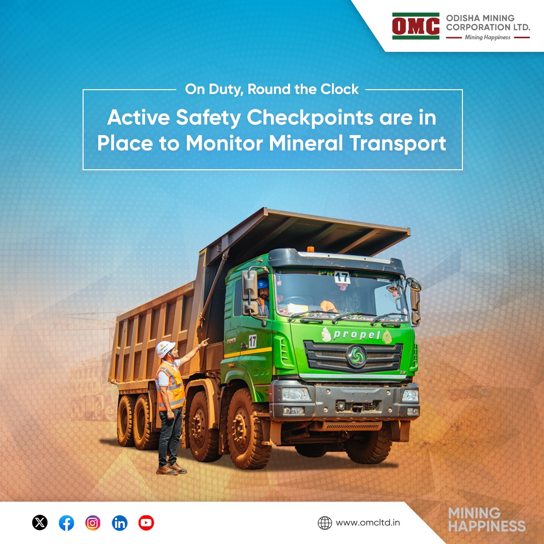 Odisha Mining Corporation, has been actively monitoring vehicle movement at designated checkpoints across our mines, ensuring vigilance, transparency, and strict adherence to safety and transport protocols within our operational premises. 

#SafetyFirst #OperationalExcellence