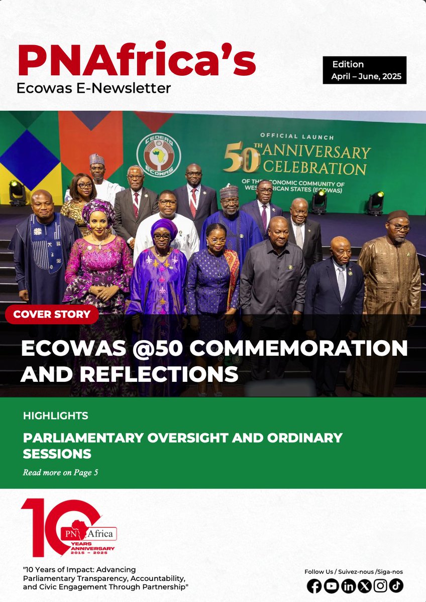 📰 Just In: PNAfrica ECOWAS Newsletter (Apr–Jun 2025)
Catch key highlights on AES withdrawal, regional integration, ECOWAS@50 &amp; more.

📖 Read here: [tinyl.io/CGbx]

<a href="/ecowas_cedeao/">Ecowas - Cedeao</a> 
#ECOWAS #PNAfrica@10 #ECOWASParliament #WestAfrica