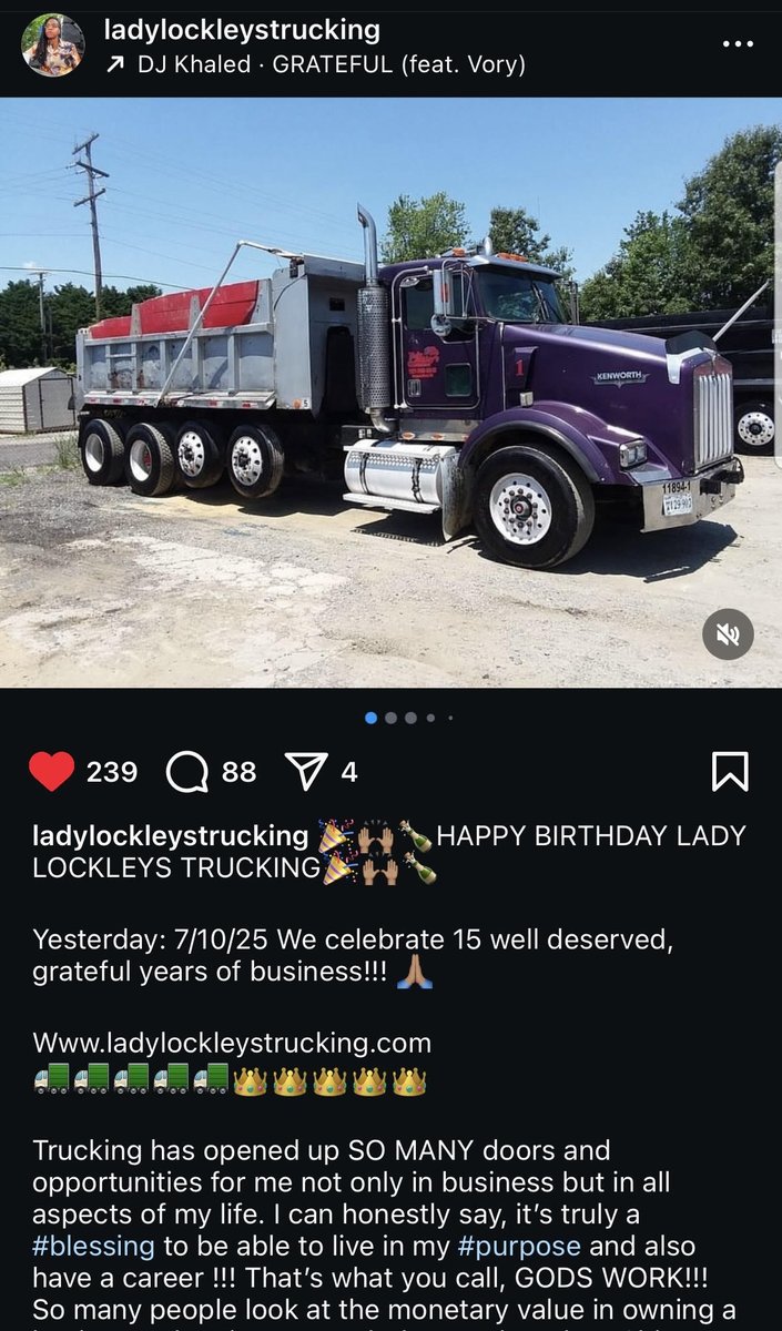 Happy 15 Years Lady Lockley’s Trucking LLC! Lady Lockley is a very hardworking broker and we are super proud to have worked with her the past few years. Here's to many more prosperous years! 🥂

#womenintrucking #celebrating #HaulYeah #truckingbusiness #broker #ironsheepdog